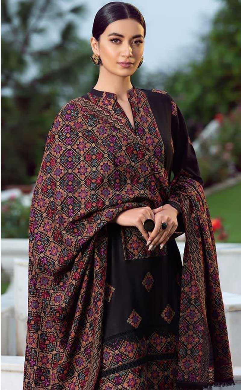 Bareeze 59 – 3 Piece Embroidered Karandi Dress with Shawl