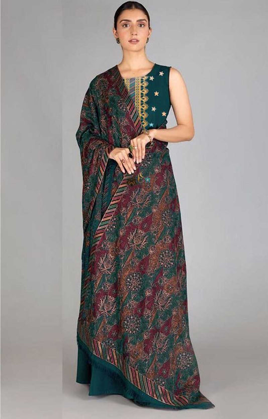 Bareeze 53 – 3 Piece Embroidered Karandi Dress with Shawl
