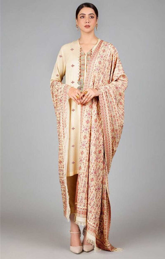 Bareeze 54 – 3 Piece Embroidered Karandi Dress with Shawl