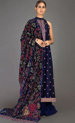 Bareeze 13 - 3 Piece Embroidered Velvet Dress with Velvet Shawl