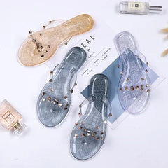 Imported Soft Flat Bow Design Jelly Slipper