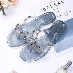 Imported Soft Flat Bow Design Jelly Slipper