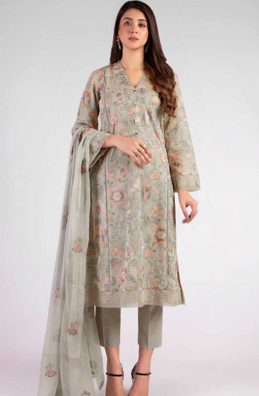 Bareeze 30 – 3 Piece Embroidered Karandi Dress with Chiffon Dupatta