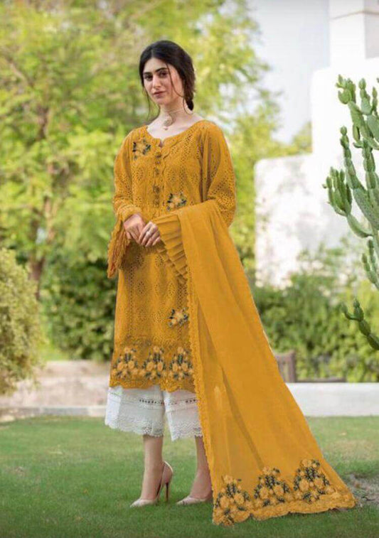 Zarqash 03A - 3 Piece Embroidered Lawn Dress with Chiffon Embroidered Dupatta