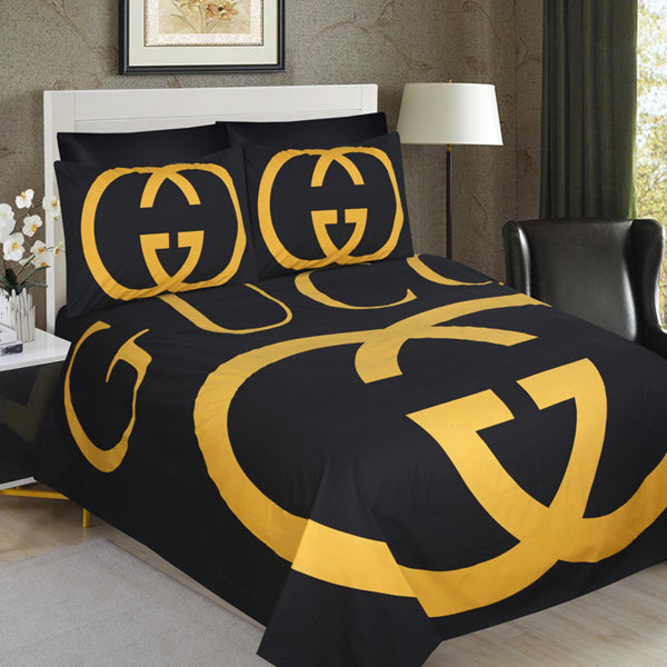 Brand Logo King Size Bed Sheet & Comforter Set