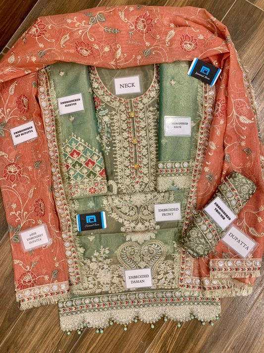 Maria B. 162 - 3 Piece Mysuri Dress with Khaddi Net Embroidered Dupatta