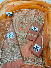 Khuda Baksh 05 - 3 Piece Mysuri Embroidered Dress with Net Embroidered Dupatta