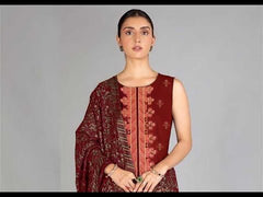 Bareeze 51 – 3 Piece Embroidered Karandi Dress with Shawl